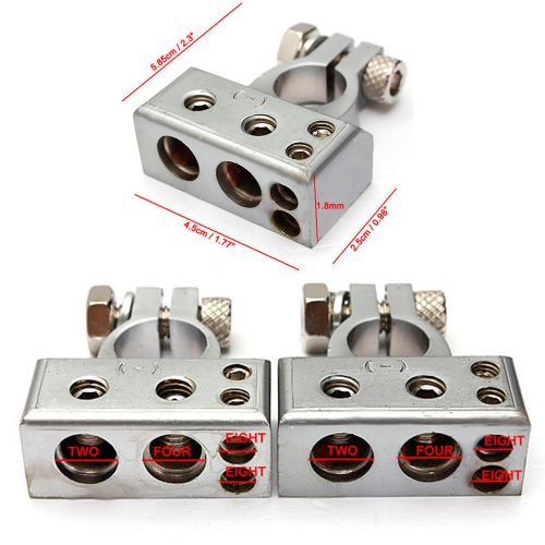 Positive &amp; negative 2 4 8 gauge awg car van battery terminals clamp connectors