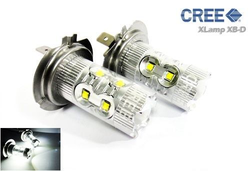 2x h7 50w cree xlamp xb-d led projector fog daytime running light bulb drl white
