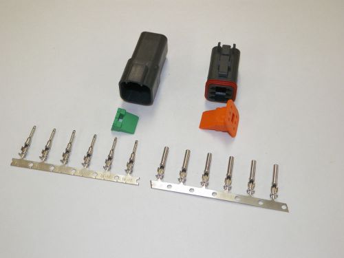 6x black deutch dt series connector set 16-18-20 ga stamped nickel terminals