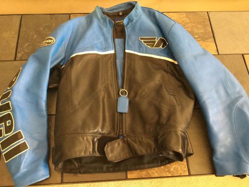 Rare buell vanson blue black leather motorcycle racing jacket size xl harley
