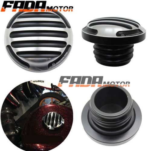 Cnc black rsd fuel tank gas cap f harley sportster dyna touring softail 1996-up