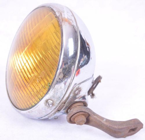 Vintage auto ford chevy mopar yellow fog light headlight w/ mounting bracket nr