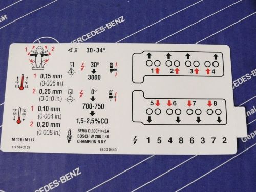 Genuine mercedes engine sticker m116/m117 for r107 w107 w116 with d-jetronic