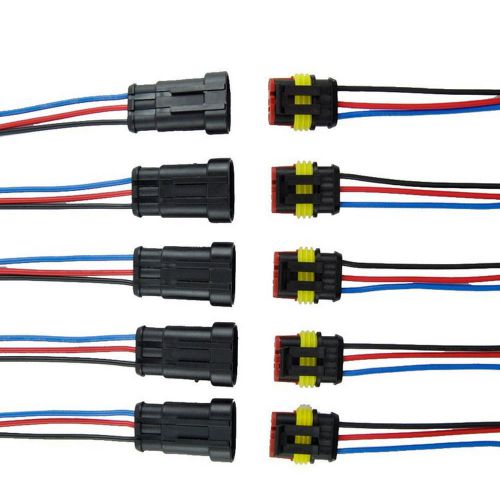 5 kit 3 pin way car waterproof electrical connector plug with wire awg sales