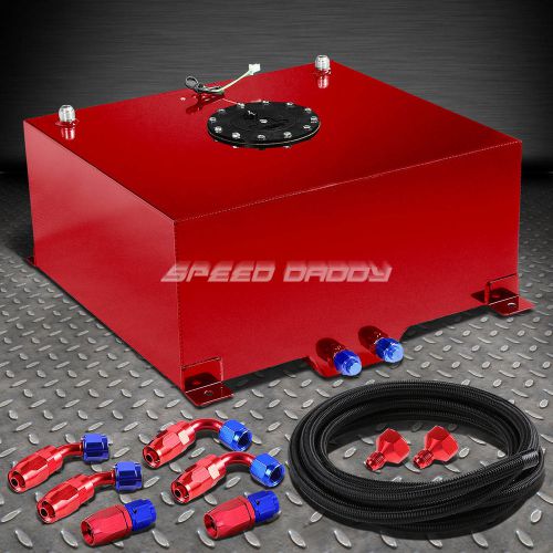 15 gallon red aluminum fuel cell gas tank+cap+level sender+nylon fuel line kit