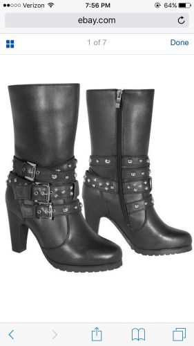 Xelement lu8006 women's fashion 3-buckle motorcycle boots size 6m