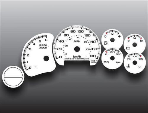 1999-2002 chevrolet silverado gas metric kph kmh dash cluster white face gauges