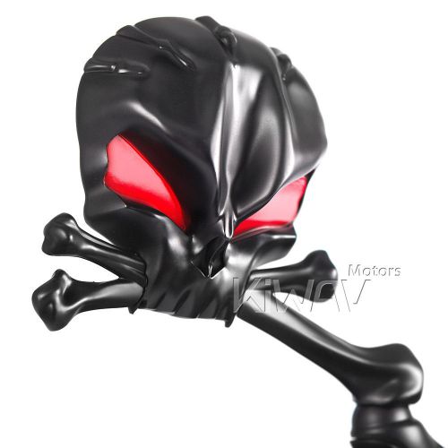 Skull aluminum black mirrors w/ red eyes for ktm