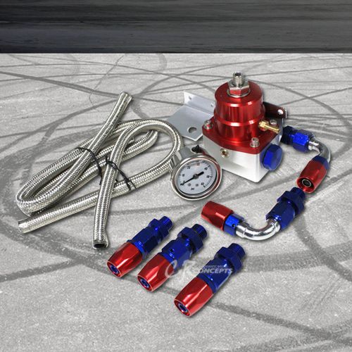 7mgte/2jzgte red adjustable 1-60 psi fuel pressure regulator+gauge+line+fitting