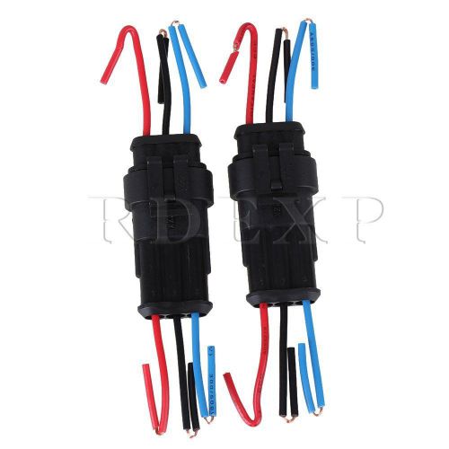 3 pins waterproof male female connector plug set of 2 black