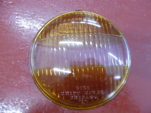 Unity #9165 amber &amp; clear glass fog light lens 5 7/8&#034;  1930 &#039;s 1940 &#039;s  1950 &#039;s