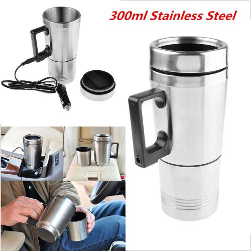 Stainless steel 12v car auto adapter travel mug thermos heating cup kettle 1pcs