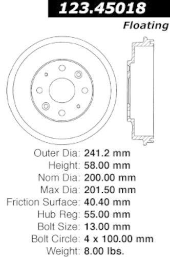 Centric parts 123.45018 rear brake drum