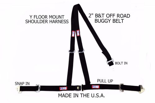 Rjs racing 2&#034; buggy off road seat belt 3 point b&amp;t y harness black 4000601