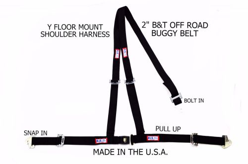 Rjs racing 2" buggy off road seat belt 3 point b&amp;t y harness black 4000601