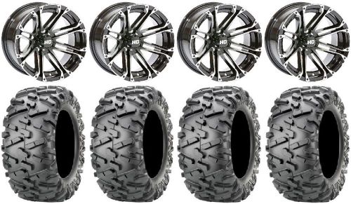 Sti hd3 machined golf wheels (2+5) 12&#034; 23x10-12 bighorn 2.0 tires yamaha