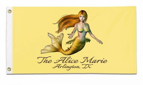 Personalized boat flag mermaid gold