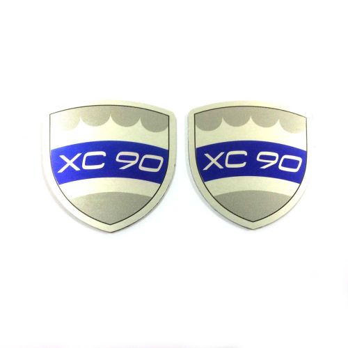 Xc90 volvo blue set 2 pieces aluminum car stickers size 1.57&#034;x1.57&#034; tkns 0.063&#034;