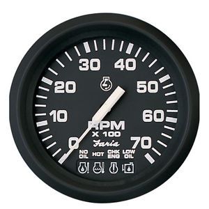 FARIA 32850 EURO BLACK 4" TACHOMETER W/ SYSTEMCHECK GAS JOHNSON, US $125.62, image 2