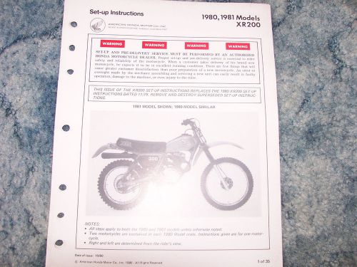 Honda 1980-81 xr200 set up instructions - vintage