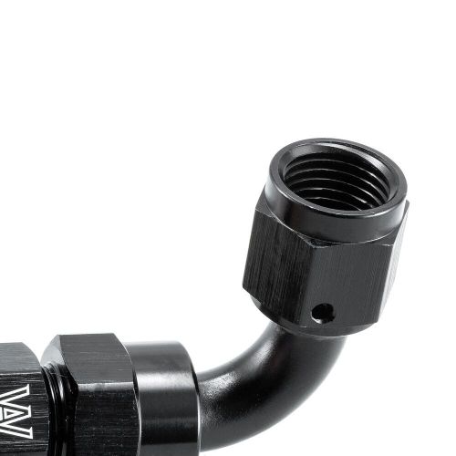 8pcs an6 90° 3/8" tube to female adapter w/brass ferrule black compression