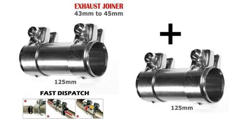 2x Exhaust Pipe Connector Joiner Strong Clamp 43mm To 45mm 125mm Sleeve Coupler, US $, image 4