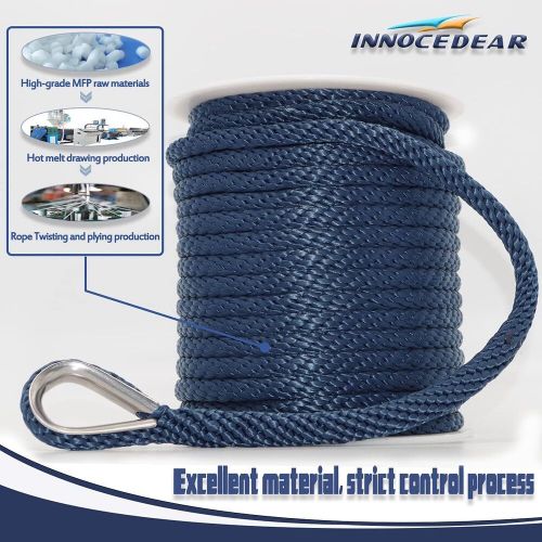 Anchor Rope Braided Anchor Line, Navy, 3/8" x 100' Premium Solid Braid MFP Boat, US $20.00, image 3