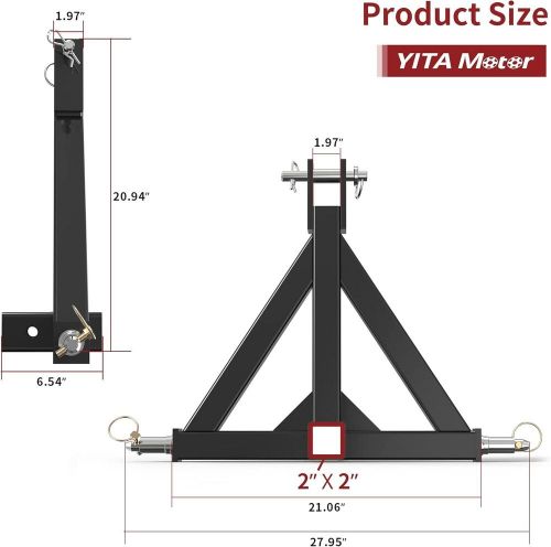 Yitamotor 3 point trailer hitch with 2" receiver for category 1, 3 pt black