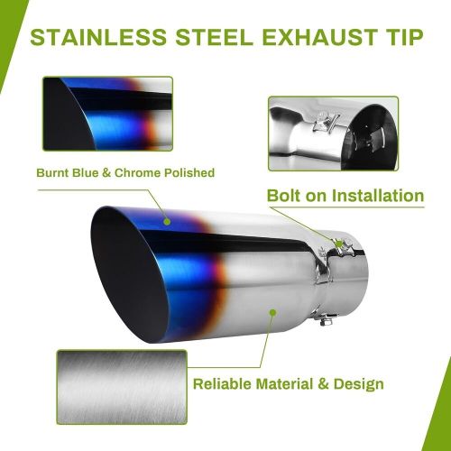 1.5-2.5 Inch Exhaust Tip, 1.5"-2.5" Inlet 4" Outlet 9" Long Blue Burnt Stainl..., US $46.79, image 3