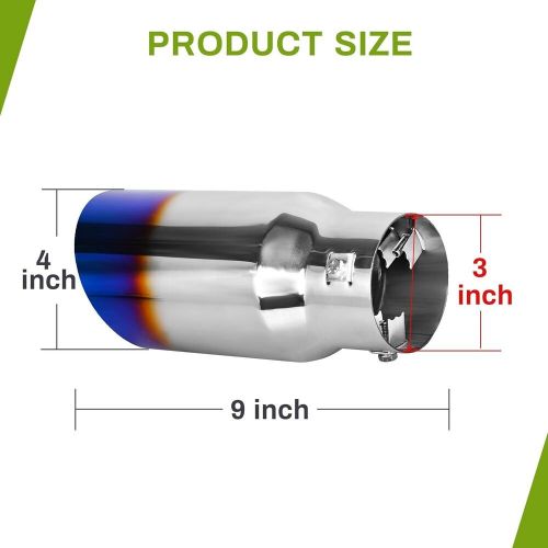 1.5-2.5 Inch Exhaust Tip, 1.5"-2.5" Inlet 4" Outlet 9" Long Blue Burnt Stainl..., US $46.79, image 7