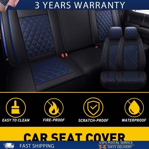 PU Leather Black Blue Car Seat Covers For Ford F-150 Crew Cab 2009-22 Waterproof, US $129.99, image 9