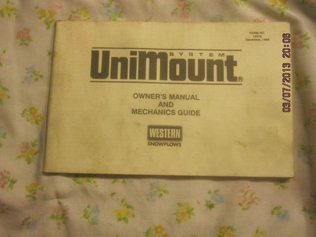 Western unimount system owner's manual and mechanics guide 1994 form 13576