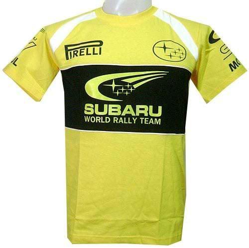 New motorcycle subaru racing team motor rac biker mens yellow short t-shirt sz m