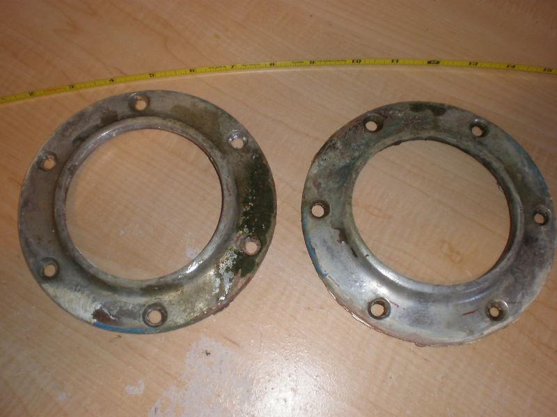 Pair of vintage 1964 chris craft chrome plated bronze exhaust rings 3-1/2" i.d.