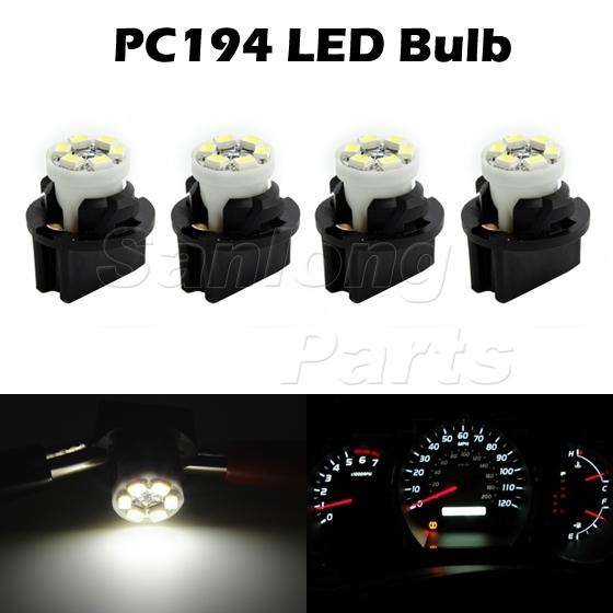 4x white dodge pc194 led instrument panel cluster light bulb dashboard sockets