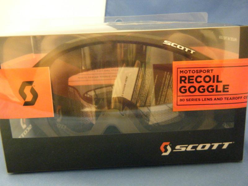 Scott motosport recoil goggle graphite w/ rubber backed strap "brand new"