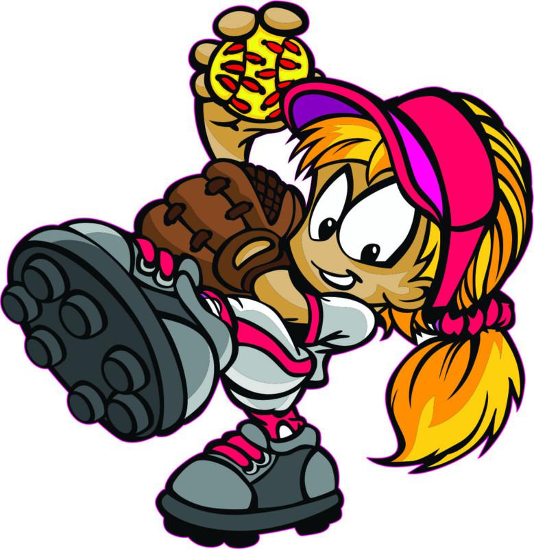 Softball sticker 3.97" x 4" sumper sticker