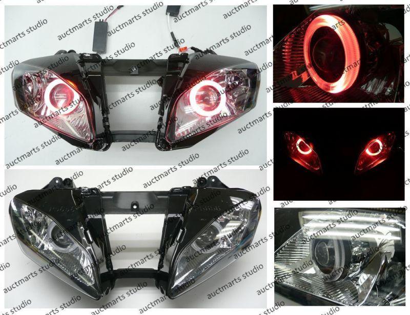 Yamaha yzf r6 2006-2007 halo angel eye projector bi-xenon headlamp red d