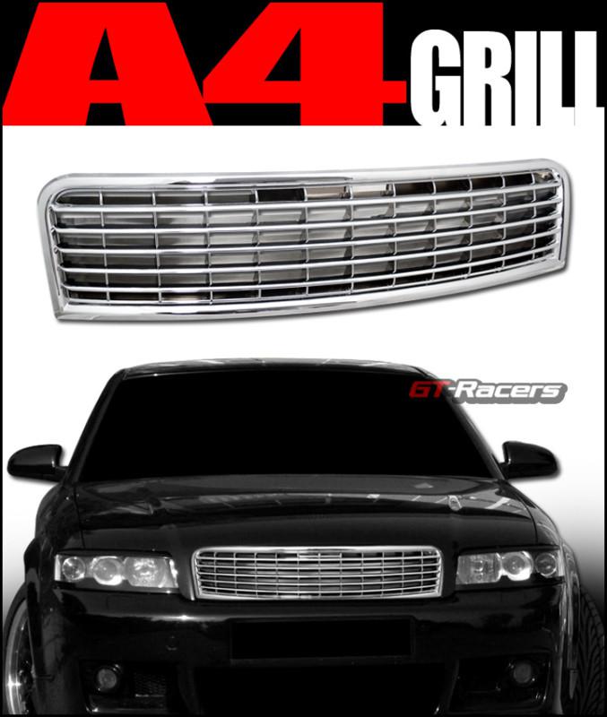 Chrome horizontal sport front hood bumper grill grille abs 2002-2005 audi a4 b6