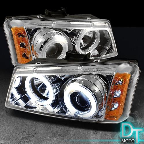03-06 silverado avalanche ccfl halo projector led headlights lights left+right