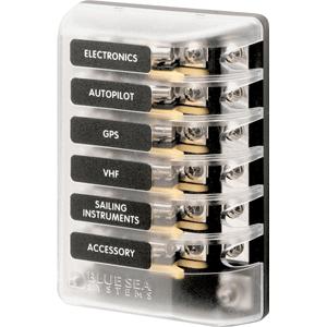 Blue sea 5015 st glass fuse block w/negative buspart# 5015