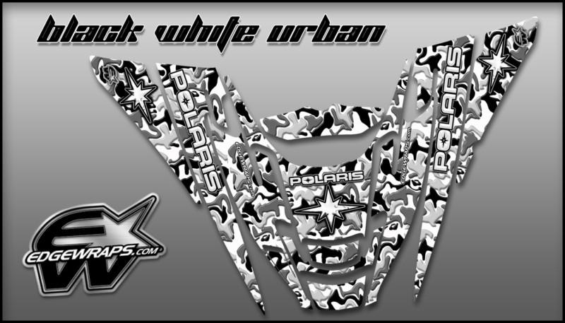 Polaris edge 02-10 rmk xc pro-x custom graphics -  black white urban camo