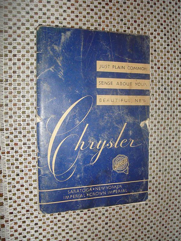 1952 chrysler owners manual original glovebox book rare