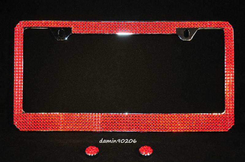 Sell 2 X Luxury Red Crystals Metal Diamond Metal License Plate Frame