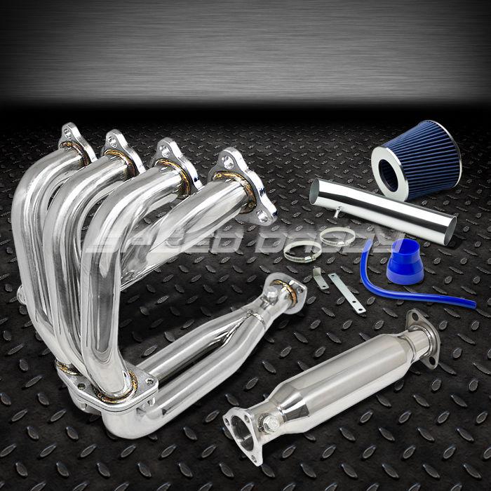 4-2-1 racing header manifold+piping exhaust+air intake+filter 92-95 civic ej eh