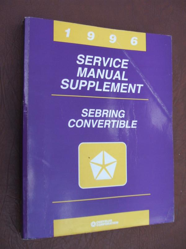 Oem 1996 chrysler sebring convertible factory shop service manual supplement 