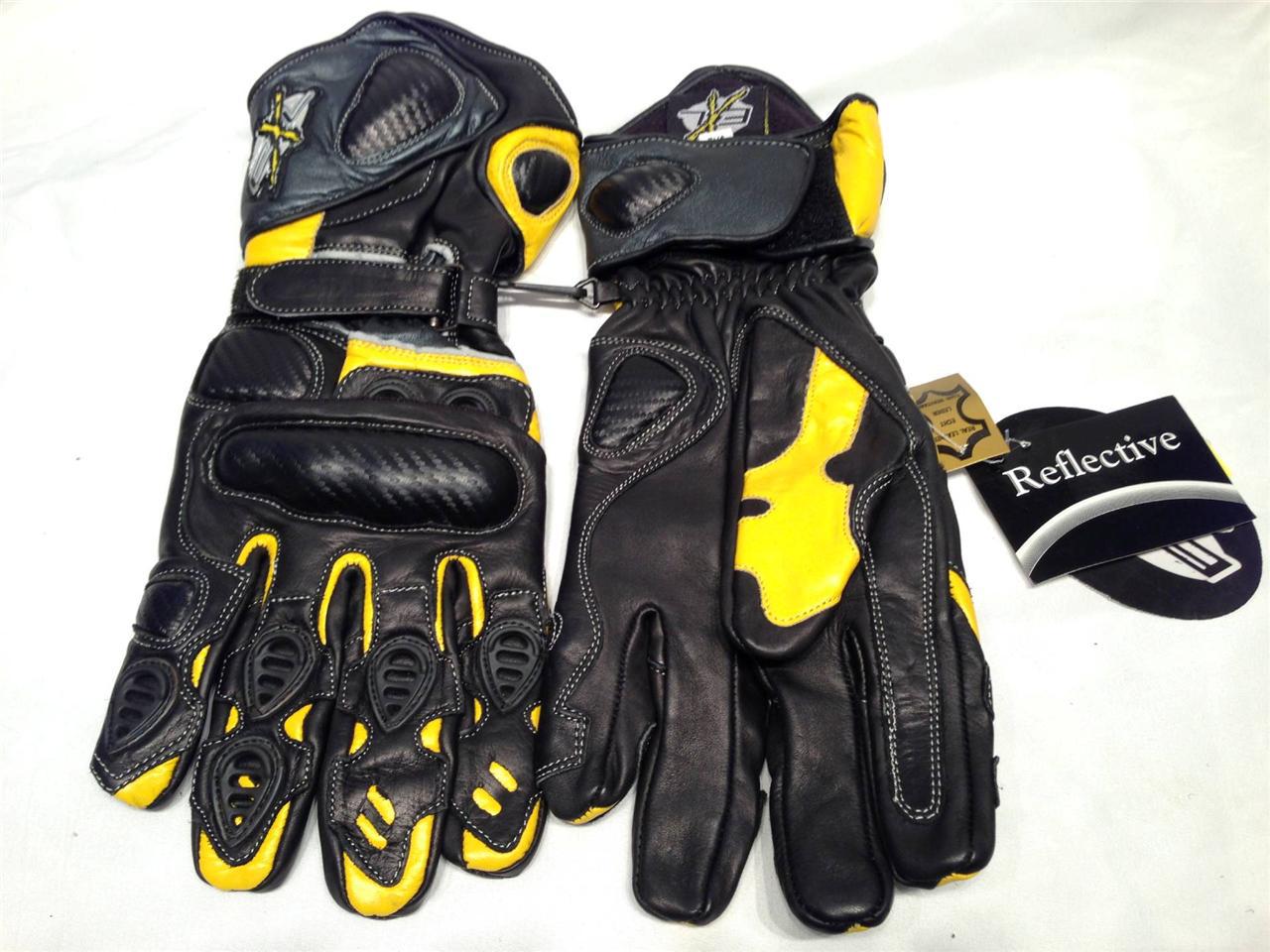 Sell Street Motocross Padded Armor Long Cuff Leather Racing Gloves