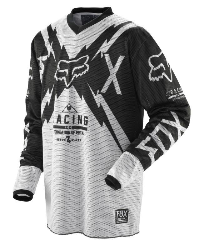 05330-058 fox mx atv hc adult  giant vented white black jersey