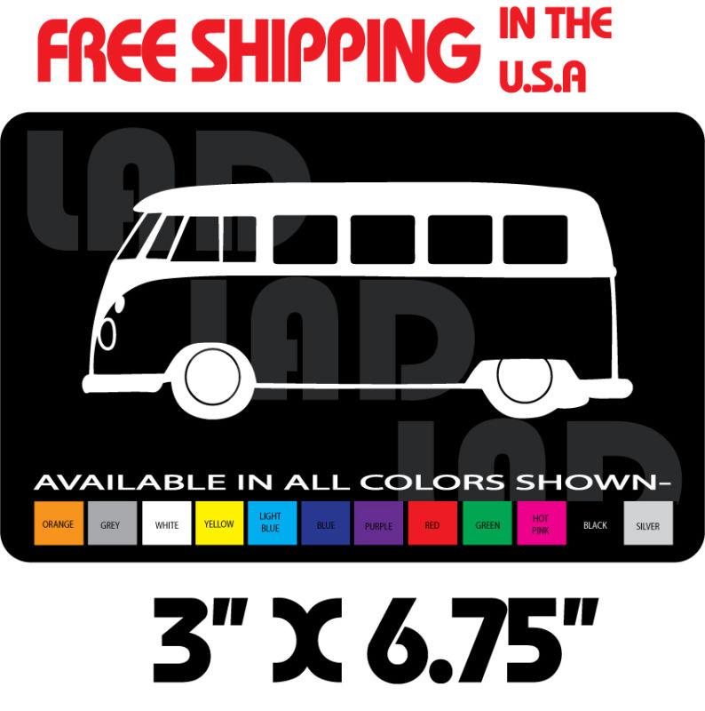 1- vw bus slammed decal/sticker 3" x 6.75" car hardtop beatle 