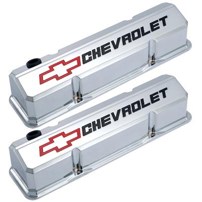 Gm 141-930 sb chevrolet bowtie slant valve covers chrome
